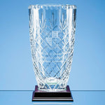 25cm Lead Crystal Panelled Barrel Vase