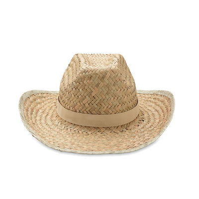 Branded Natural straw cowboy hat