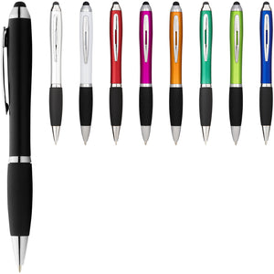 Nash coloured stylus ballpoint Black ink pen with black grip, in all colours. Black, silver, white, red, pink, orange, green, lime and blue