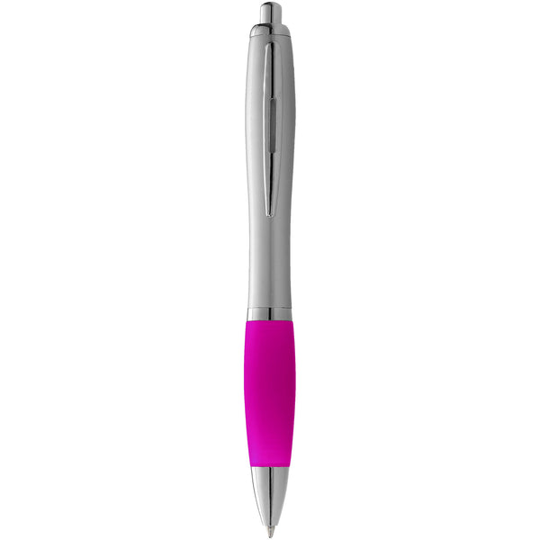 Nash ballpoint pen silver barrel and pink grip