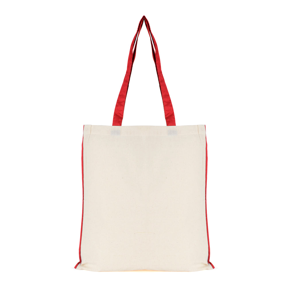 Branded 5oz NATURAL cotton shopper bag with piping trim + handles