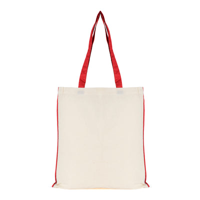 Branded 5oz NATURAL cotton shopper bag with piping trim + handles