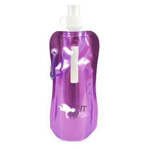 Metallic 400ml Roll Up Water Bottle with Caribineer