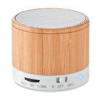 Round bamboo wireless speaker