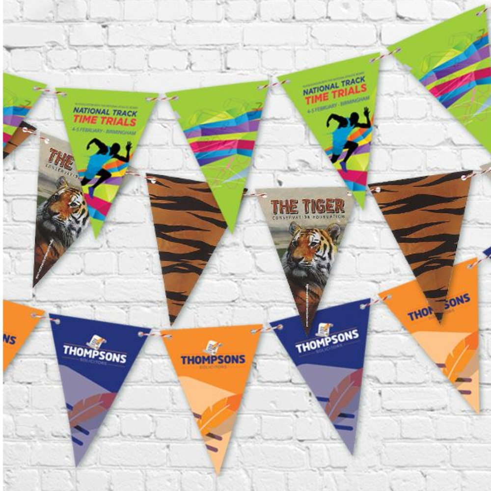 Promotional Indoor Bunting on 2.5m Lengths. A6 Size