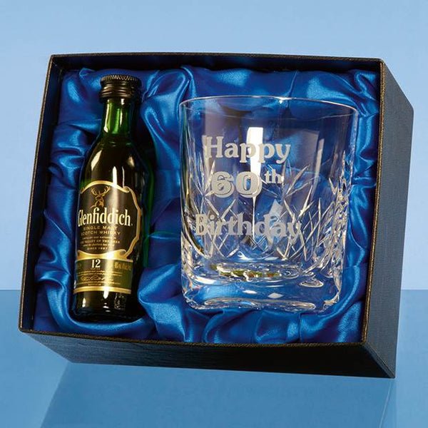 Whisky Tumbler Gift Set with a 5cl Miniature Bottle of Malt Whisky