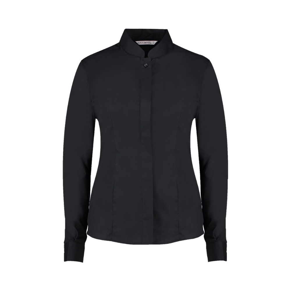 Kustom Kit Ladies Long Sleeve Tailored Mandarin Collar Shirt