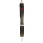 Nash ballpoint pen coloured barrel and black grip in black with branding next to the clip