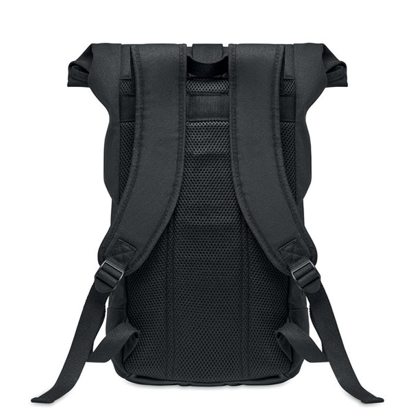 Branded Rolltop washed canvas backpack