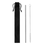 Branded SS straw and brush in pouch