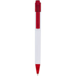 Calypso ballpoint pen with a white barrel and translucent red on the clip and nose