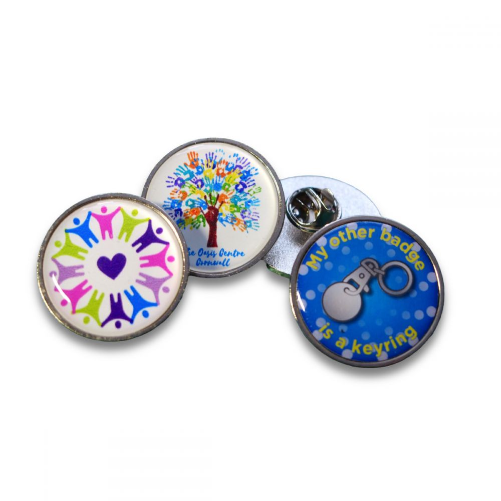 Express Printed Duo Pin Badge - Round 28mm Diameter