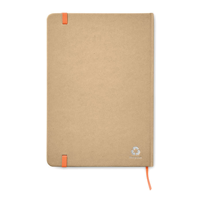 Branded A5 recycled notebook 80 lined with elastic strap