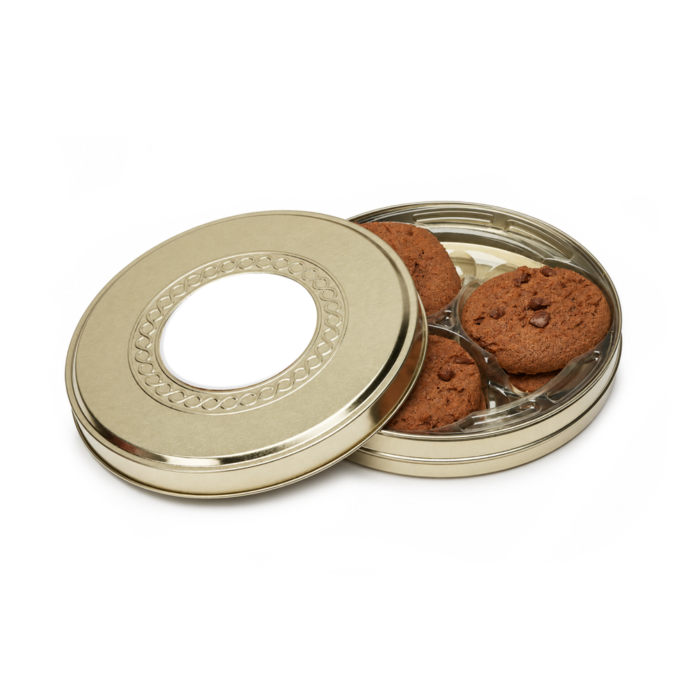 Branded Gold Tin of Belgian Chocolate Cookies