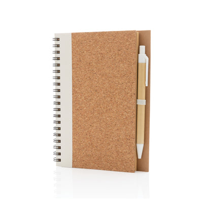 Cork spiral notebook with pen