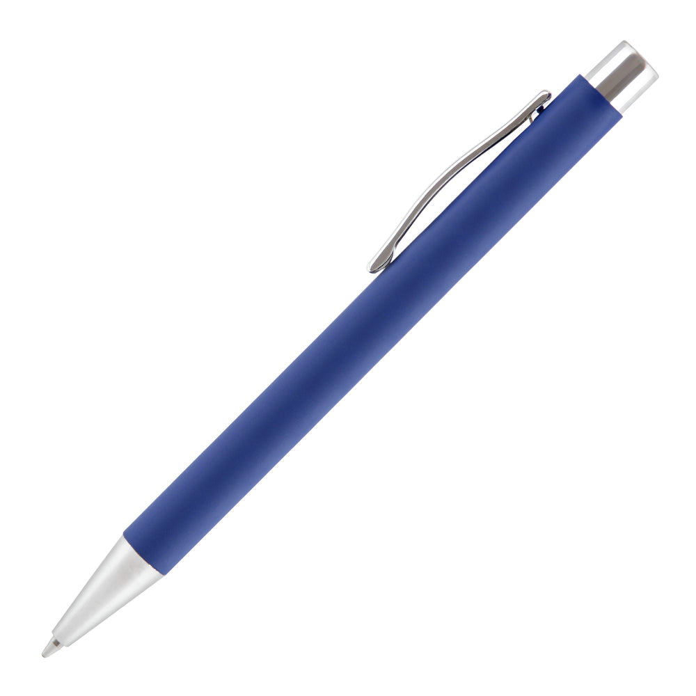 Branded TRAVIS SOFT FEEL ball pen with chrome trim