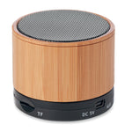 Round bamboo wireless speaker