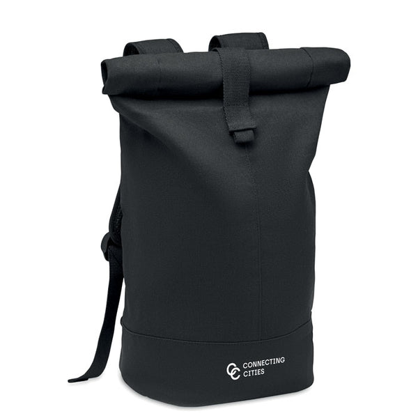 Branded Rolltop washed canvas backpack