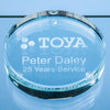 Branded 9cm x 18mm Clear Glass Round Paperweight