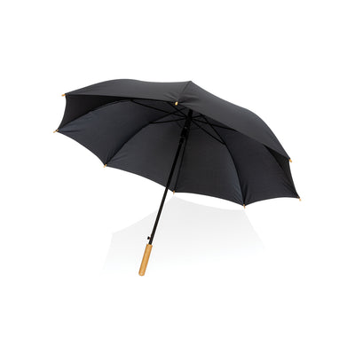 Branded 27" Impact AWARE™ RPET 190T auto open bamboo umbrella