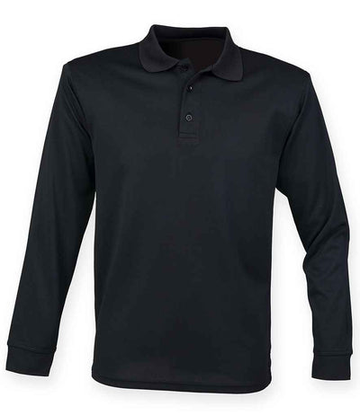 Branded Henbury Unisex Long Sleeve Coolplus® Piqué Polo Shirt