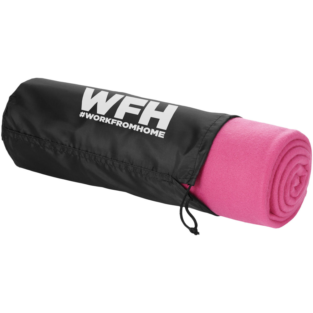 Huggy fleece plaid blanket with carry pouch