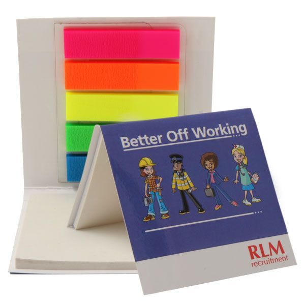 Sticky Note Pad & 5 Coloured Index Markers in a Printed Booklet