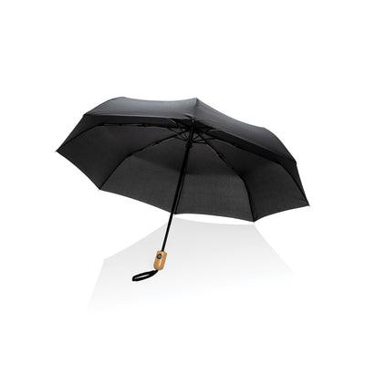 Branded 21" Impact AWARE™ RPET 190T bamboo auto open/close umbrella