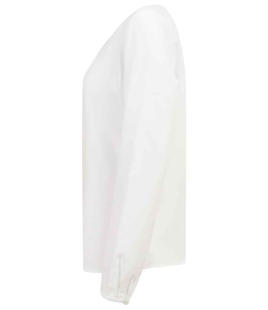 Branded Henbury Ladies Pleat Front Long Sleeve Blouse