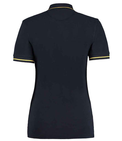 Kustom Kit Ladies St Mellion Tipped Cotton Piqué Polo Shirt Navy/Yellow