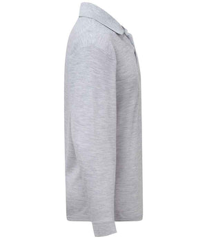 Fruit of the Loom Kids Long Sleeve Poly/Cotton Piqué Polo Shirt Heather Grey