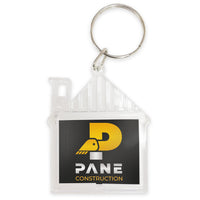 Clear House Shaped Keyring. Full Colour Printed Insert