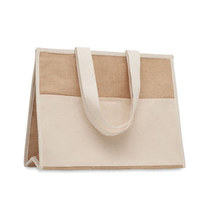 Jute and canvas cooler bag