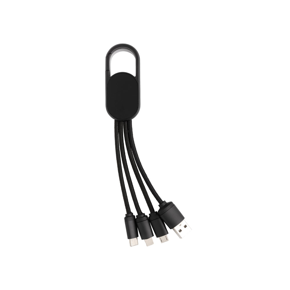 Branded 4-in-1 cable with carabiner clip