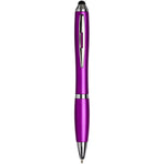 Curvy stylus ballpoint pen with pink barrel and pink grip