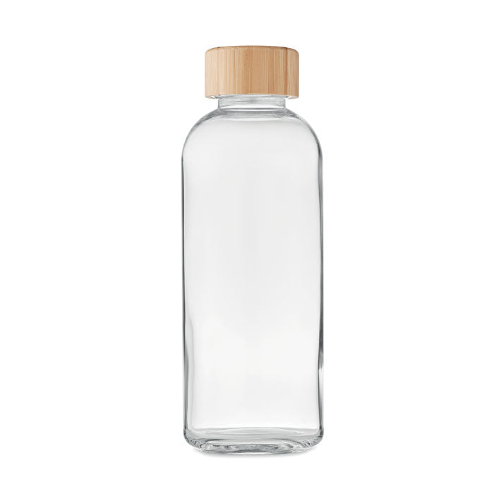 Branded Glass bottle 650ml, bamboo lid