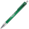 CAYMAN Translucent ball pen with chrome trim in green with branding down the barrel