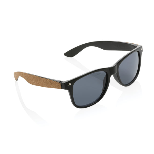 Branded GRS recycled PC plastic sunglasses with cork