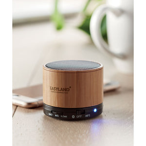 Round bamboo wireless speaker