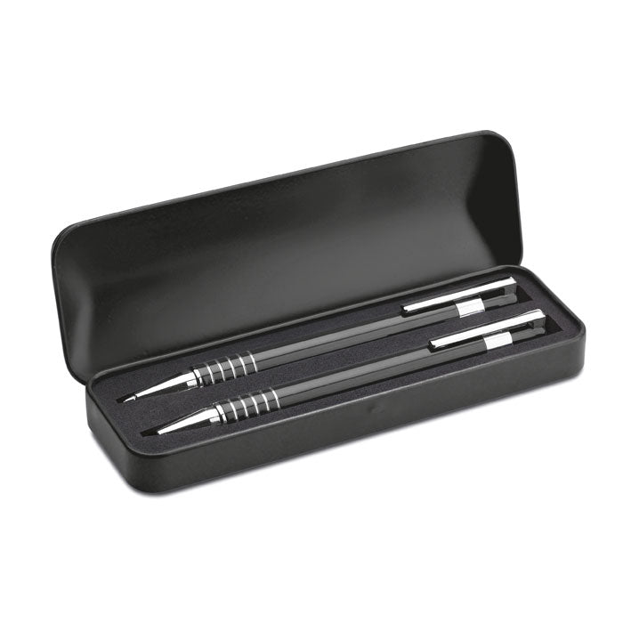 Branded Ball pen set in metal box