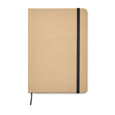 Branded A5 recycled notebook 80 lined with elastic strap
