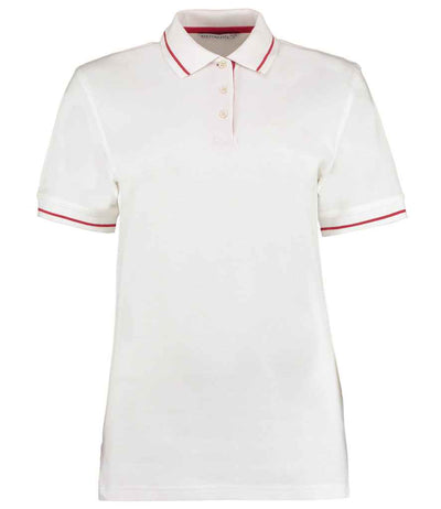 Kustom Kit Ladies St Mellion Tipped Cotton Piqué Polo Shirt White/Red