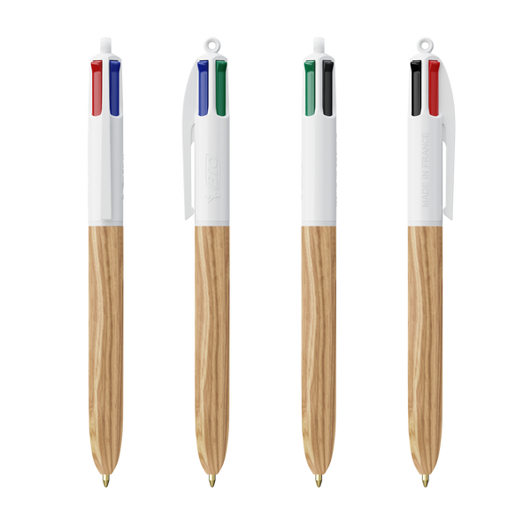 BIC® 4 Colours Wood Style, White/Natural