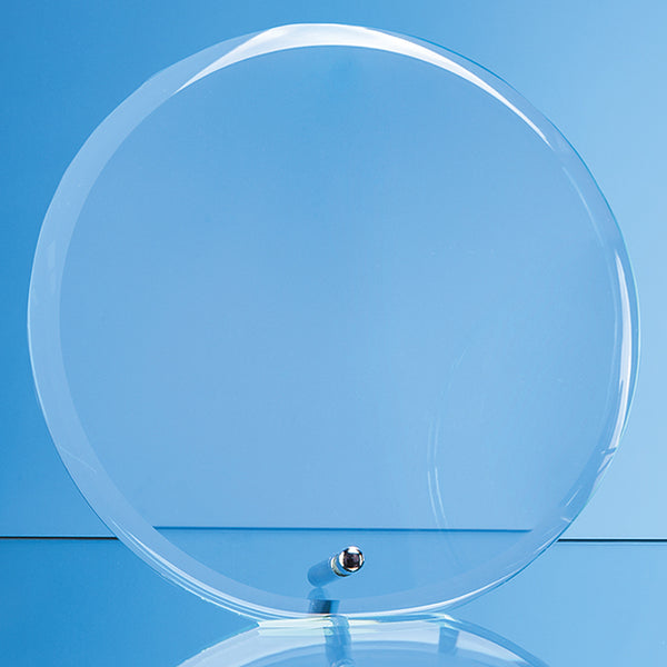 Branded 10cm x 1cm Jade Glass Bevel Edged Circle with Chrome Pin