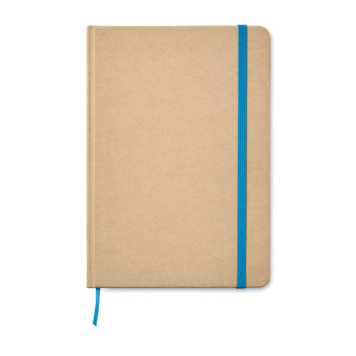 Branded A5 recycled notebook 80 lined with elastic strap
