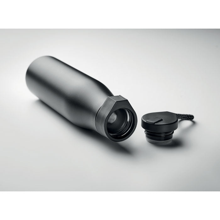 Ashlan Double Wall Vacuum Insulated Stainless Steel Black Water Bottle with Magnetic Lid & Handle - 600ml