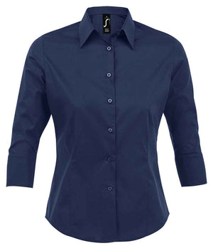 SOL'S Ladies Effect 3/4 Sleeve Fitted Shirt Dark Blue