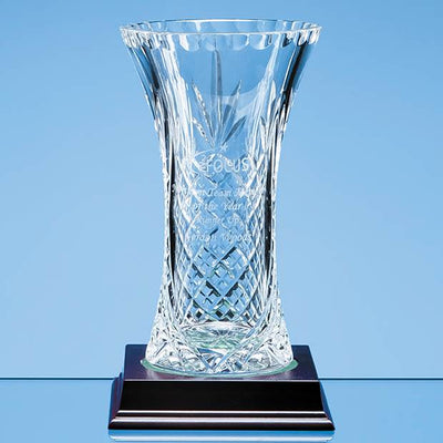 19cm Lead Crystal Panelled Flared Vase