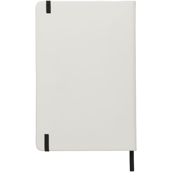 Branded Spectrum A5 white notebook with coloured strap