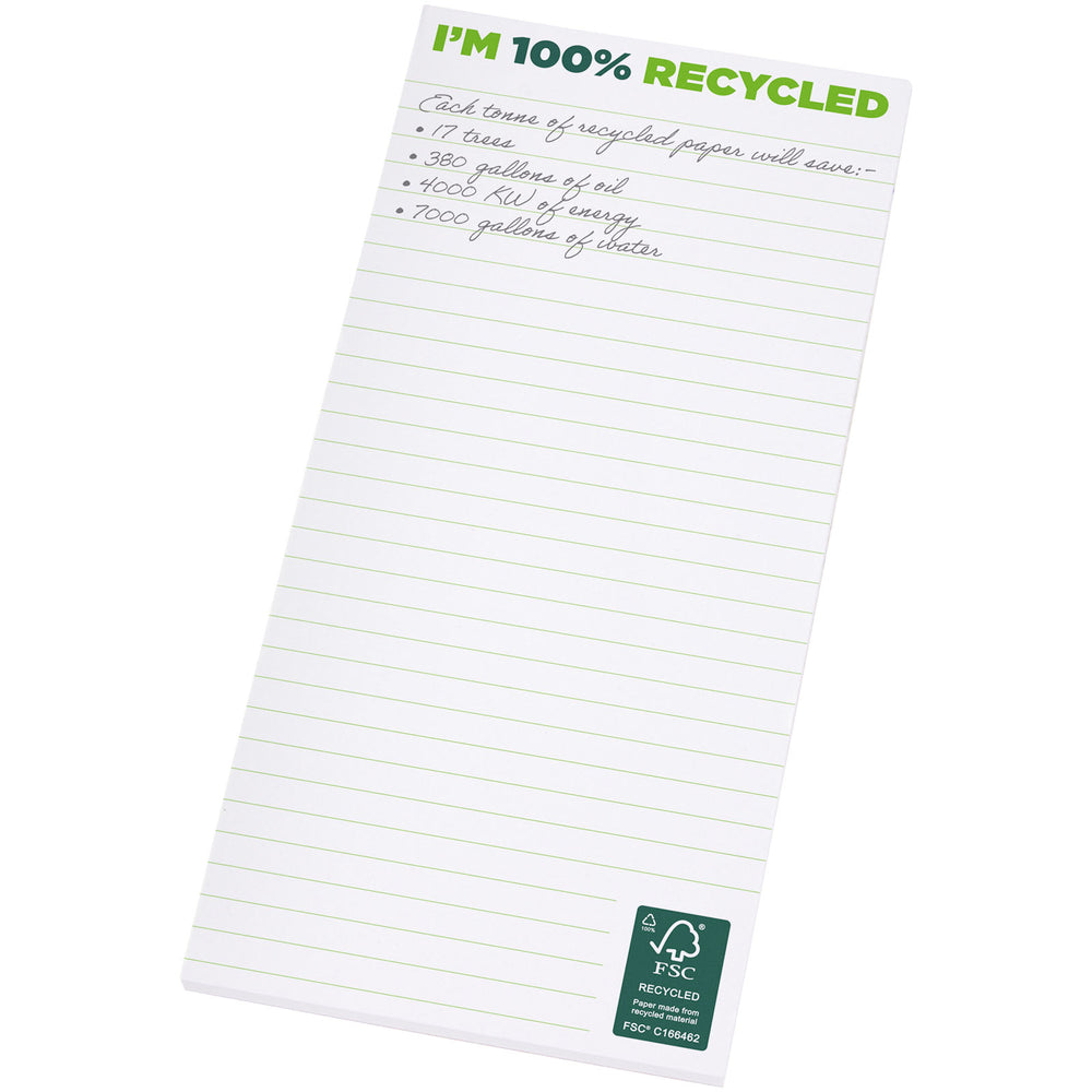 Branded Desk-Mate® 1/3 A4 recycled notepad 50 pages